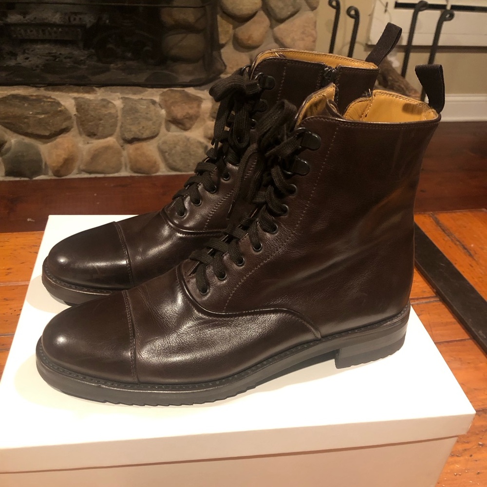 Gravati-Brown leather lace up boot.